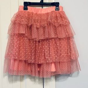 Pink Dotted Mesh Skirt